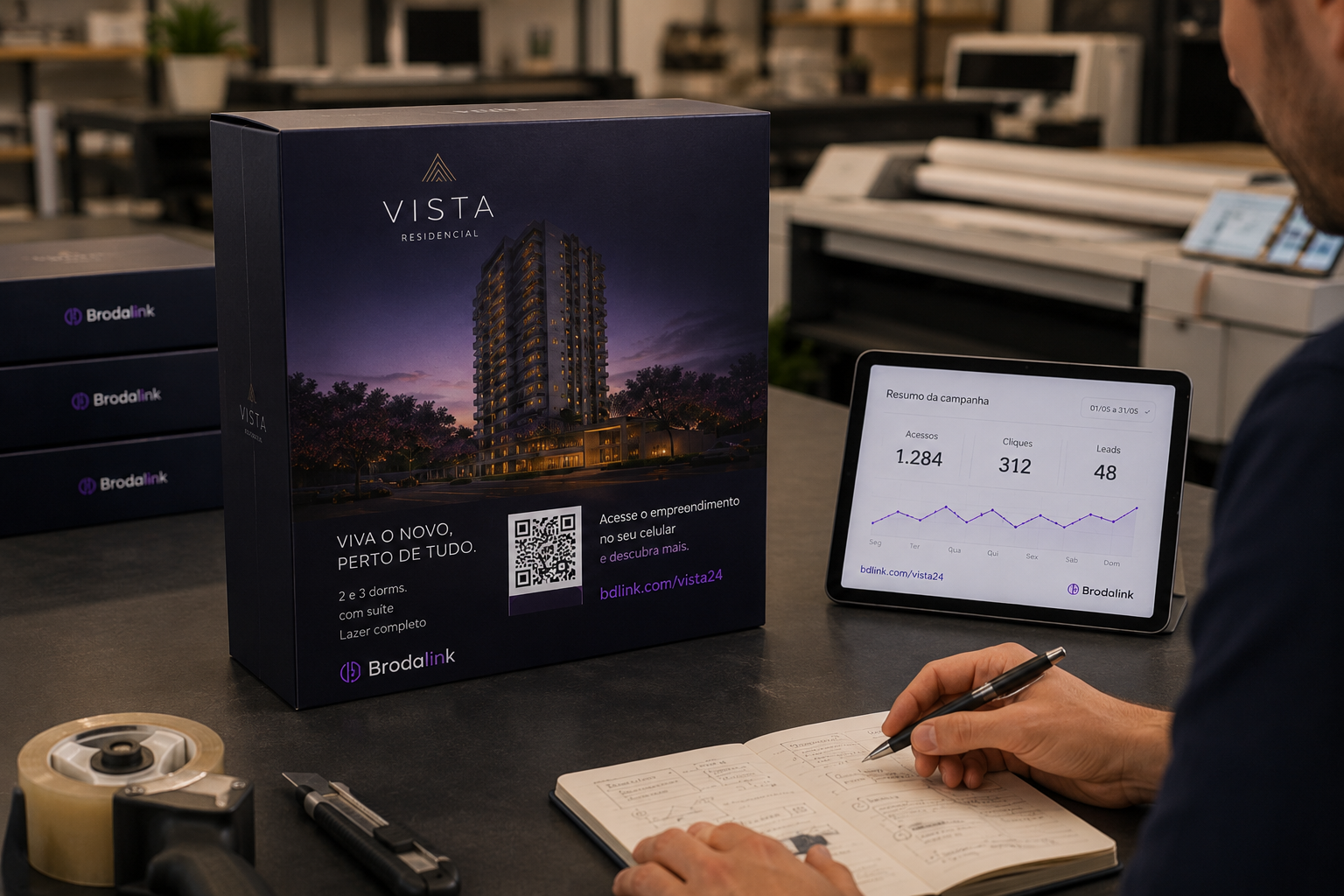 Material de PDV impresso com QR Code ligado a campanha sazonal e página atualizada
